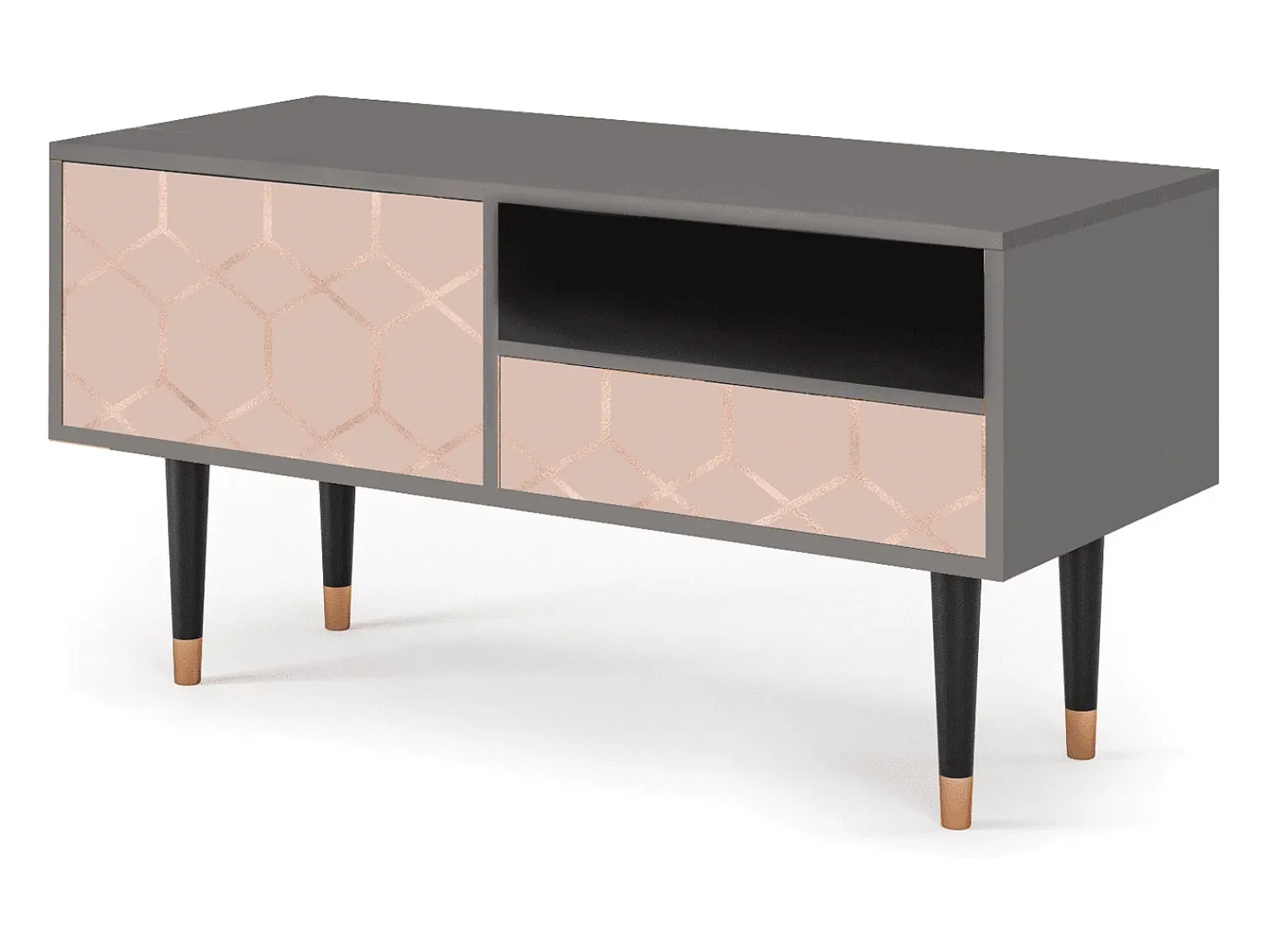 Mueble de TV - 115х59х48 cm - T3 - Rose Honeycomb, Cinza^ Móvel De Tv