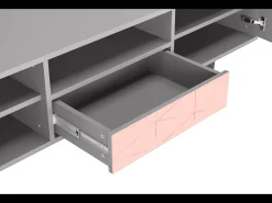 Móvel De Tv| Mueble de TV - 170х59х41 cm - T6 - Rose Quartz, Cinza Cinzento
