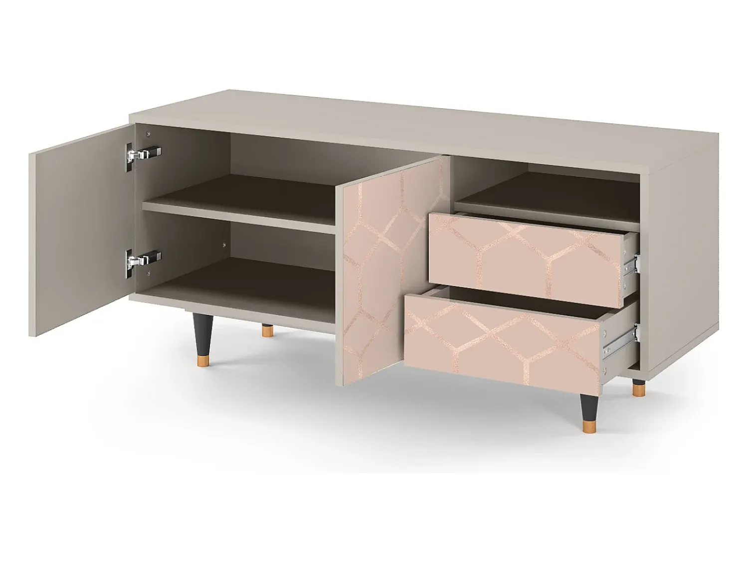 Móvel De Tv* Mueble de TV - 125х56х41 cm - T7 - Rose Honeycomb, Areia Bege