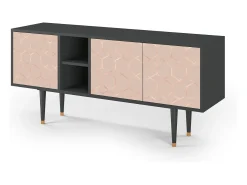Móvel De Tv| Mueble de TV - 150х69х41 cm - T5 - Rose Honeycomb, Antracite Cinza antracite