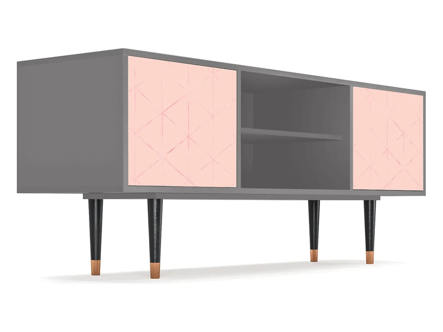 Móvel De Tv| Mueble de TV - 170х69х48 cm - T2 - Rose Quartz, Cinza Cinzento