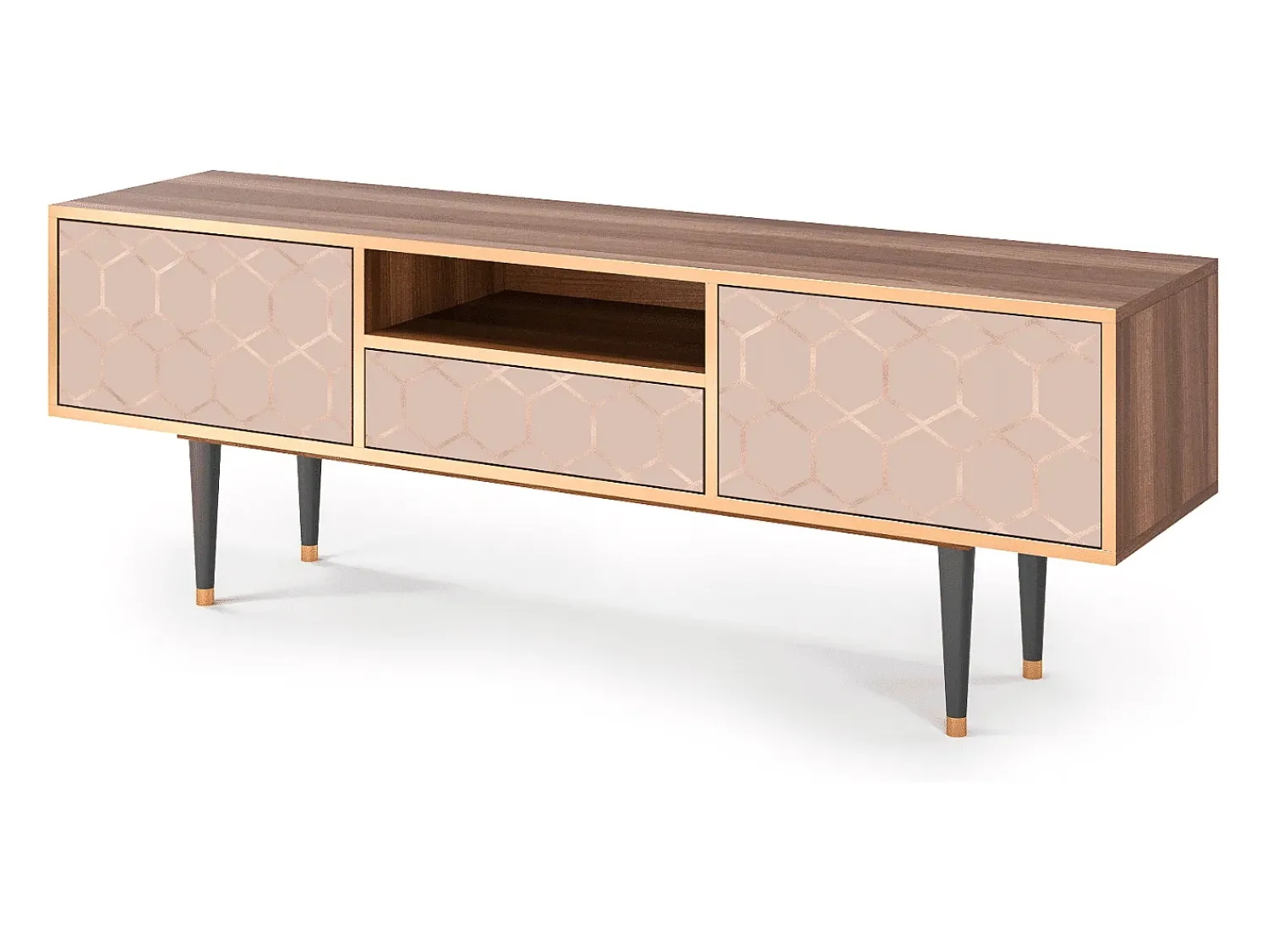 Móvel De Tv| Mueble de TV - 170х59х41 cm - T6 - Rose Honeycomb, Nogueira Castanho