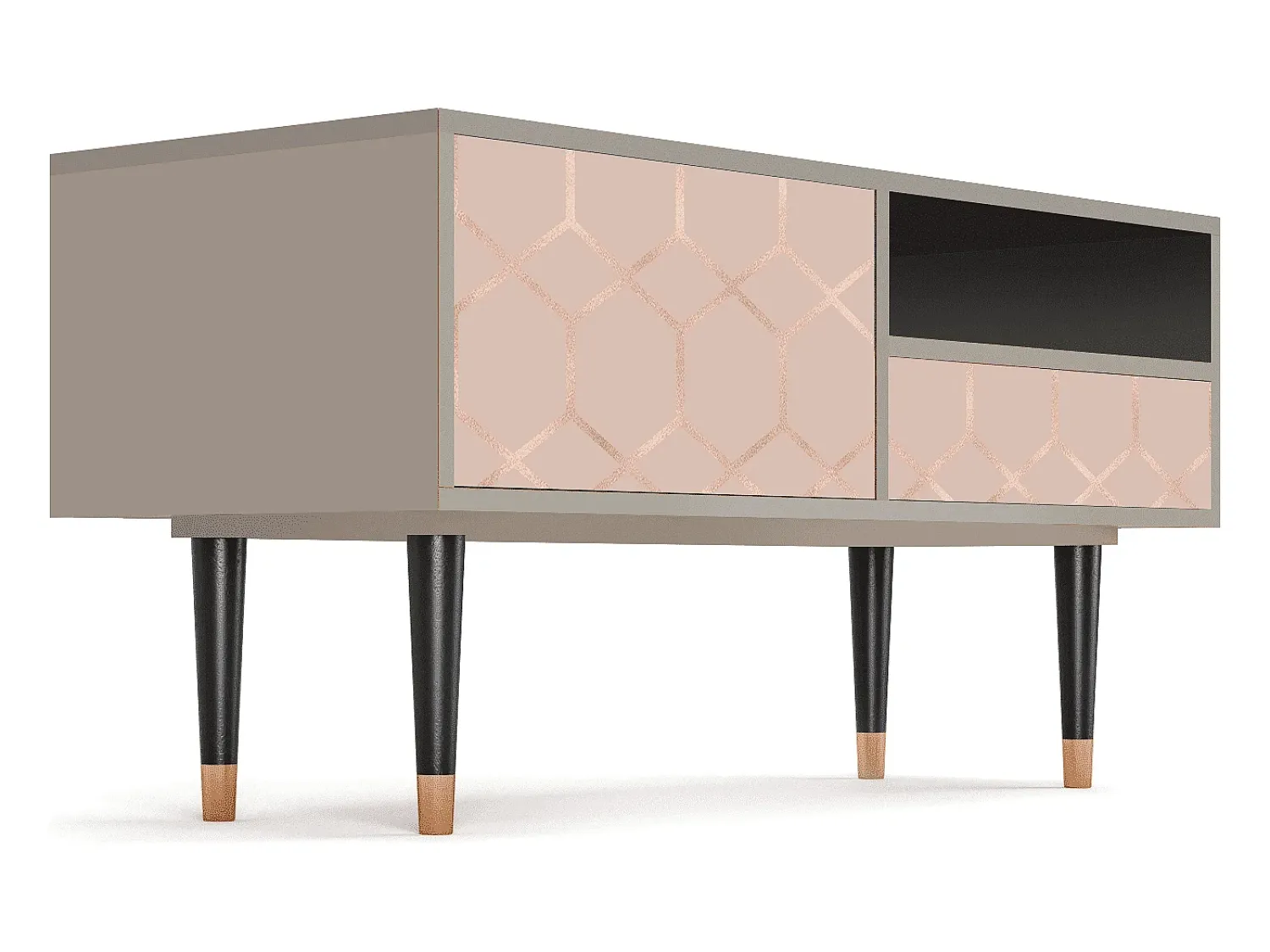 Mueble de TV - 115х59х48 cm - T3 - Rose Honeycomb, Areia^ Móvel De Tv