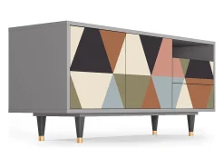 Móvel De Tv| Mueble de TV - 125х56х41 cm - T7 - Royal Triangles, Cinza Cinzento