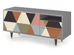 Móvel De Tv| Mueble de TV - 125х56х41 cm - T7 - Royal Triangles, Cinza Cinzento