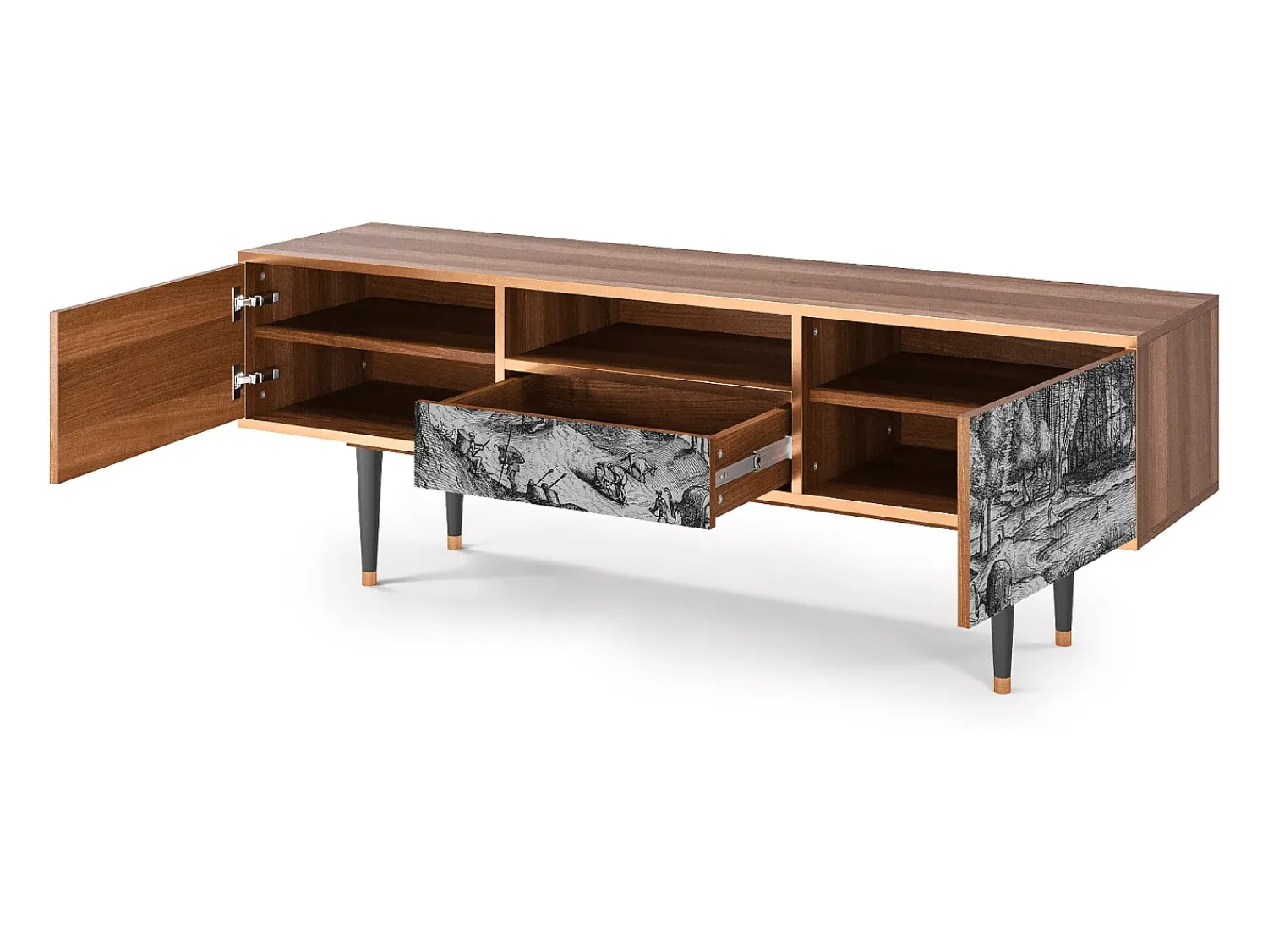Móvel De Tv| Mueble de TV - 170х59х41 cm - T6 - Rusticorum, Nogueira Castanho