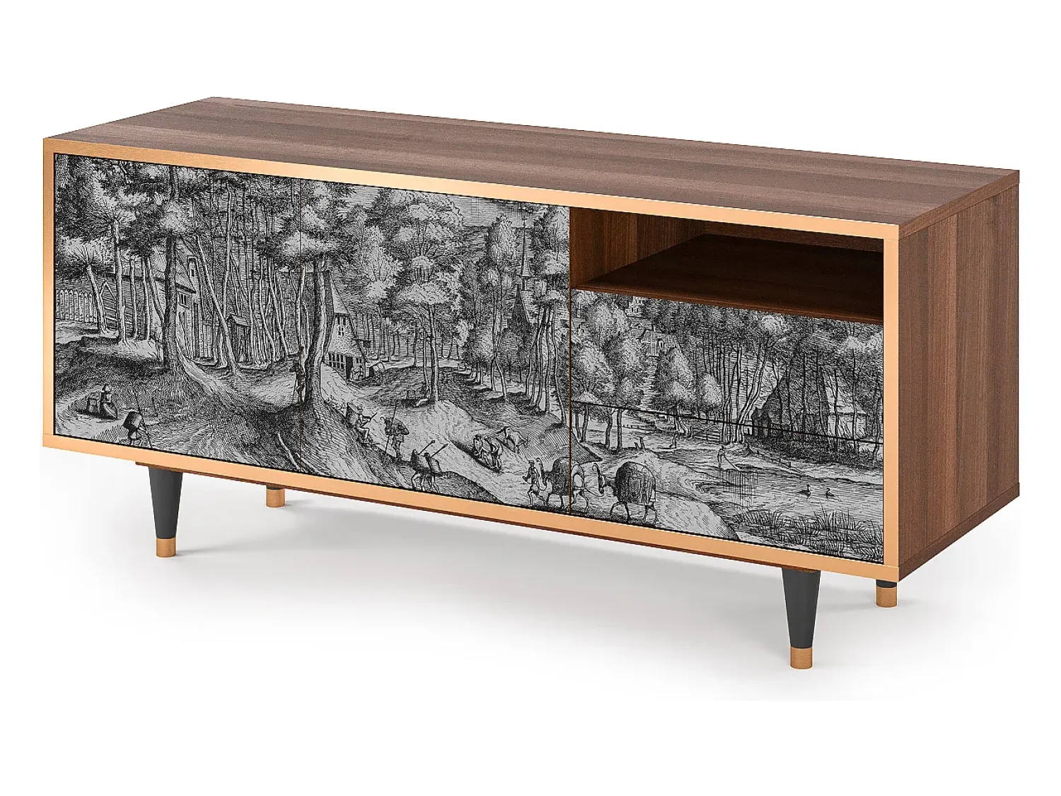 Móvel De Tv| Mueble de TV - 125х56х41 cm - T7 - Rusticorum, Nogueira Castanho