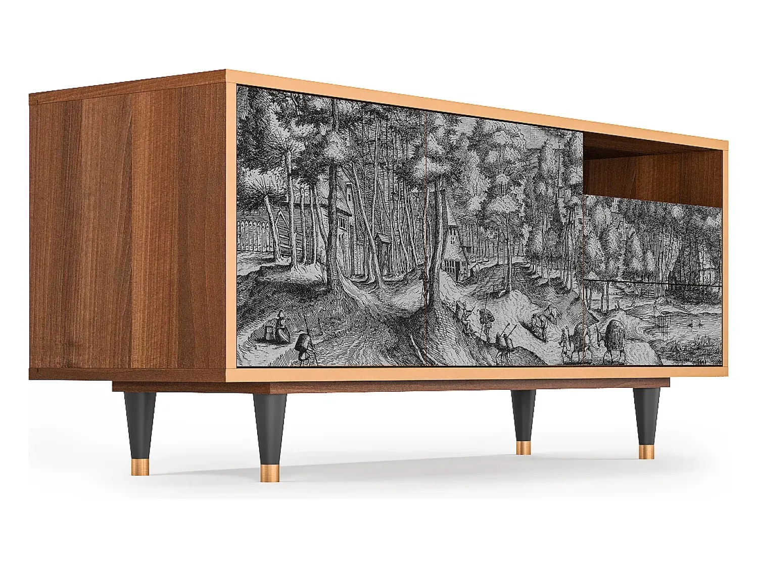 Móvel De Tv| Mueble de TV - 125х56х41 cm - T7 - Rusticorum, Nogueira Castanho