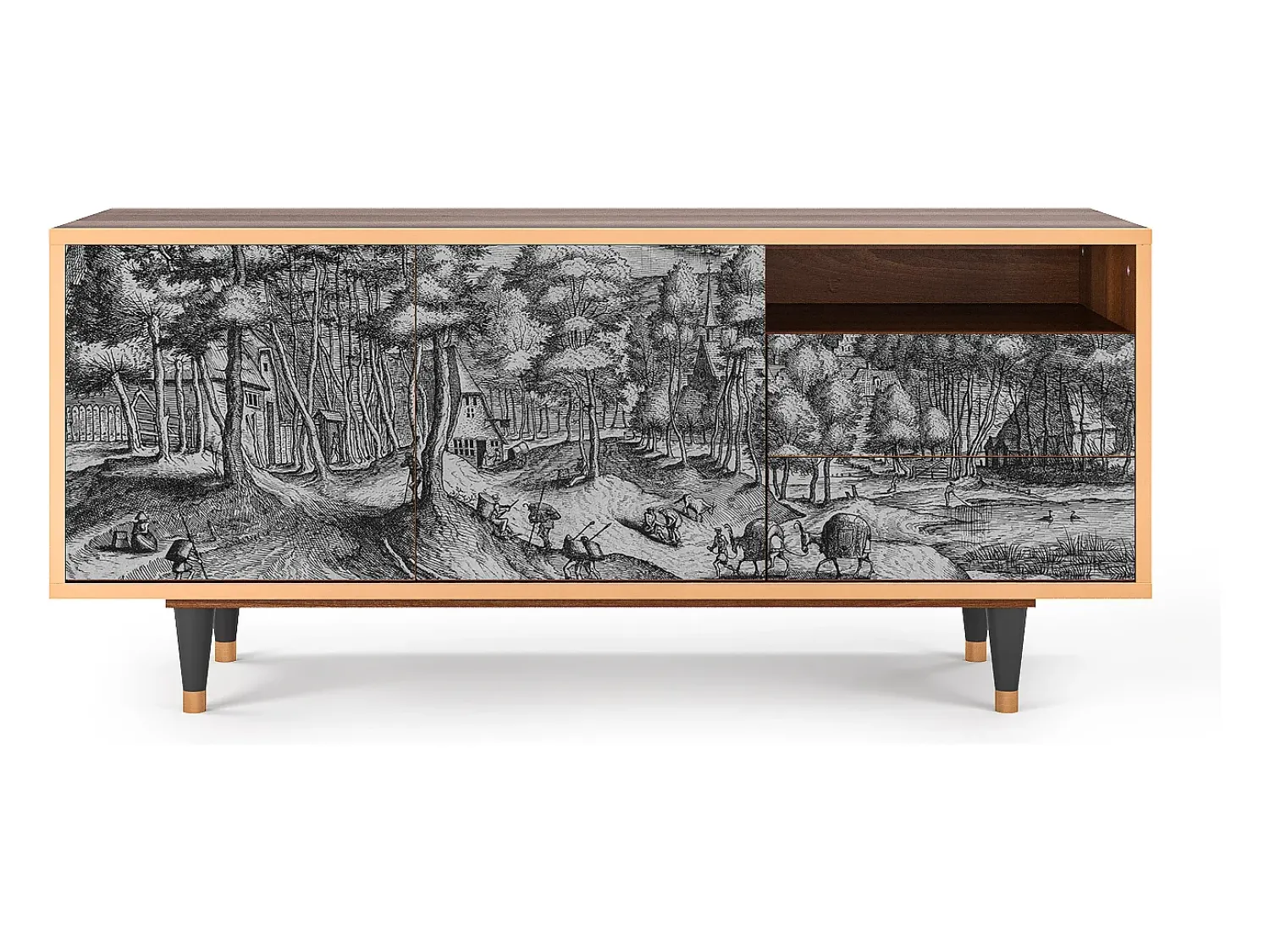 Móvel De Tv| Mueble de TV - 125х56х41 cm - T7 - Rusticorum, Nogueira Castanho