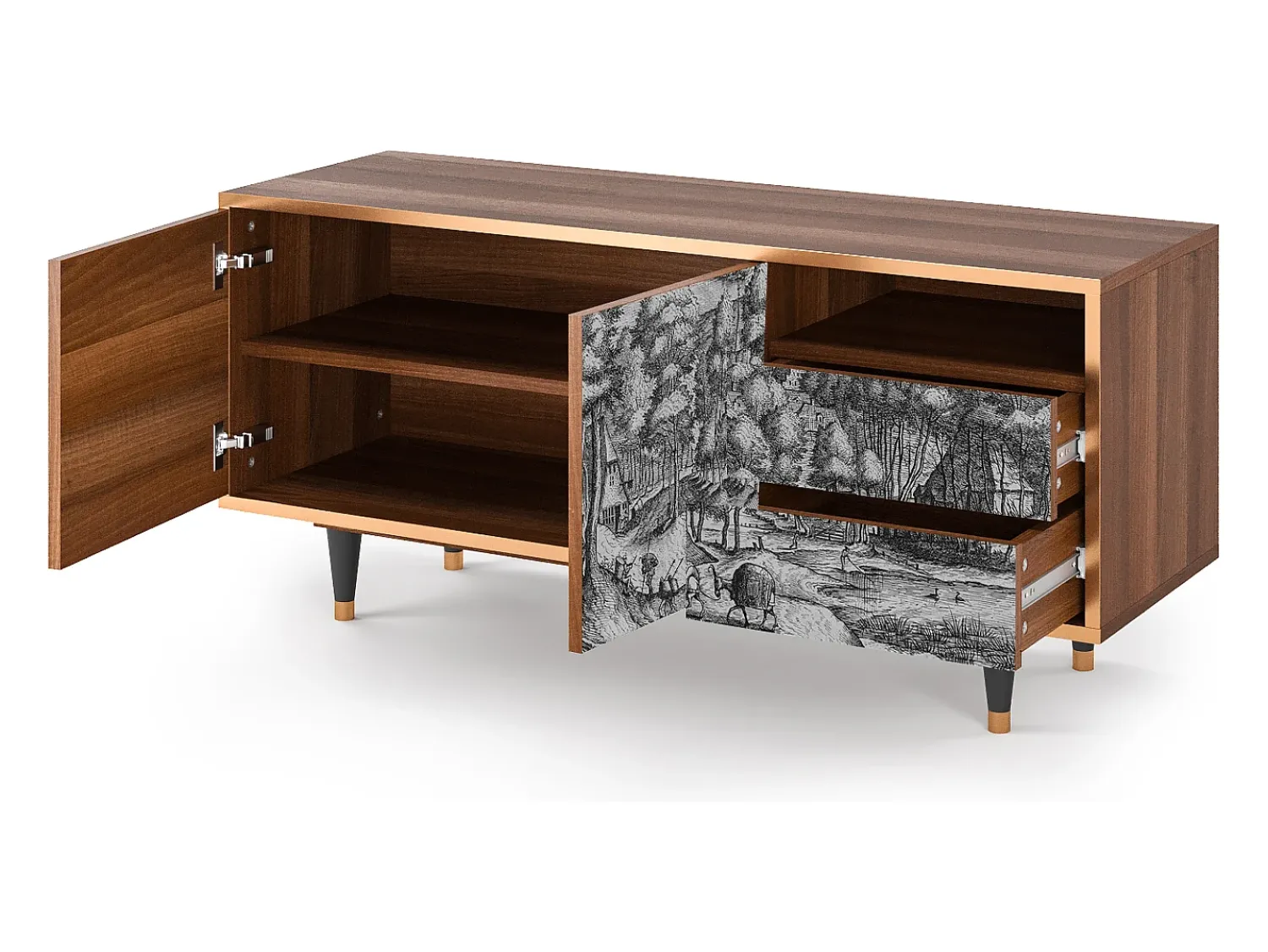 Móvel De Tv| Mueble de TV - 125х56х41 cm - T7 - Rusticorum, Nogueira Castanho