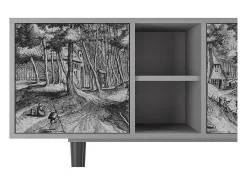 Móvel De Tv* Mueble de TV - 150х69х41 cm - T5 - Rusticorum, Cinza Cinzento