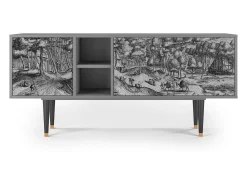 Móvel De Tv* Mueble de TV - 150х69х41 cm - T5 - Rusticorum, Cinza Cinzento