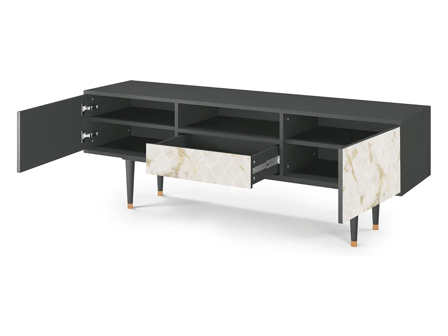 Móvel De Tv| Mueble de TV - 170х59х41 cm - T6 - Sahara desert, Antracite Cinza antracite