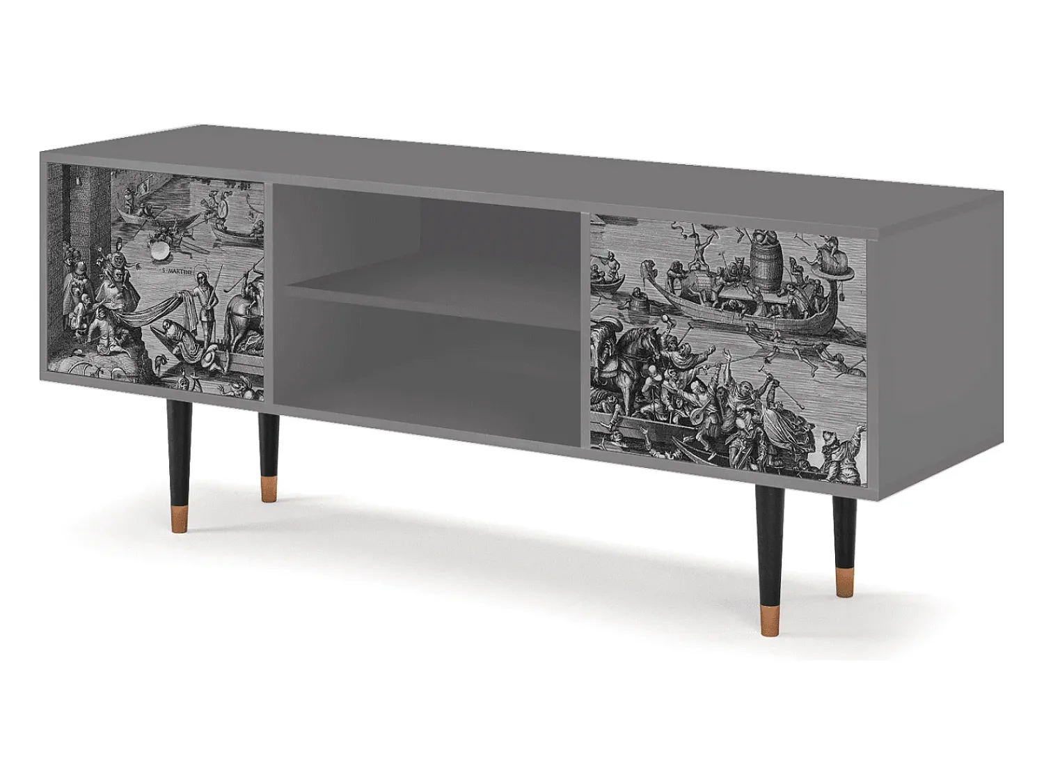 Sale Mueble de TV - 170х69х48 cm - T2 - Saint Martin, Cinza Cinzento