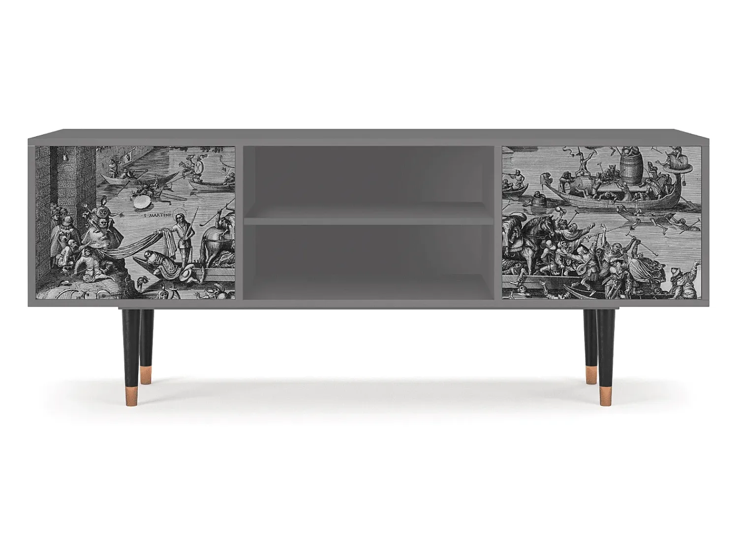 Sale Mueble de TV - 170х69х48 cm - T2 - Saint Martin, Cinza Cinzento