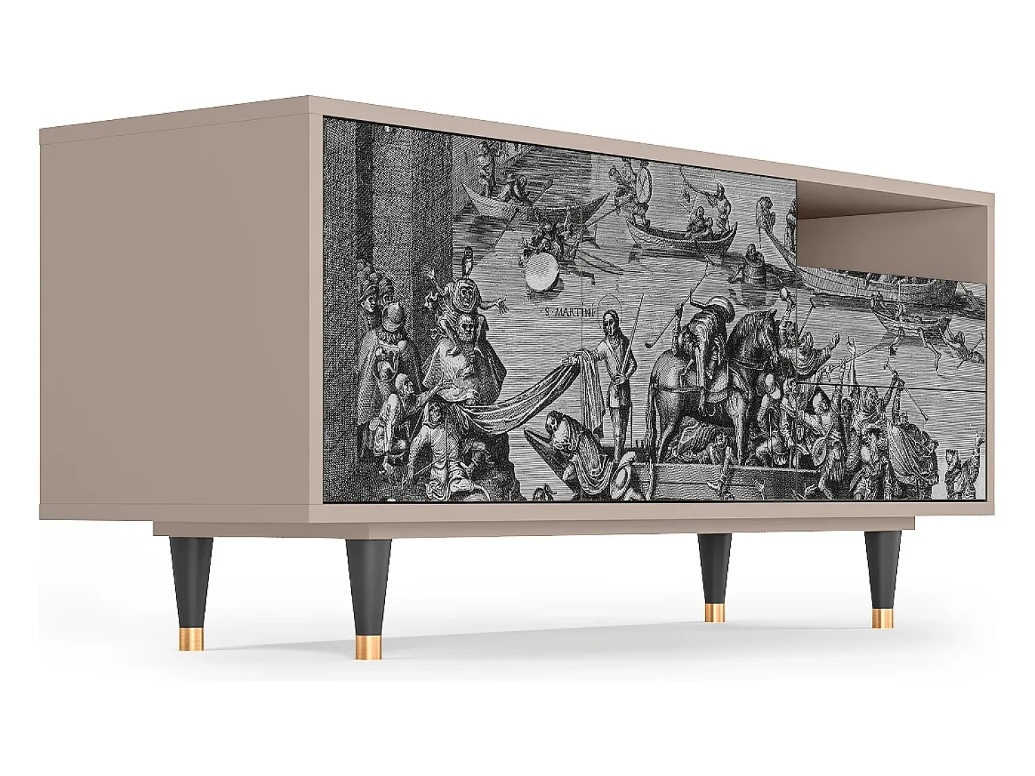 Clearance Mueble de TV - 125х56х41 cm - T7 - Saint Martin, Latte Bege