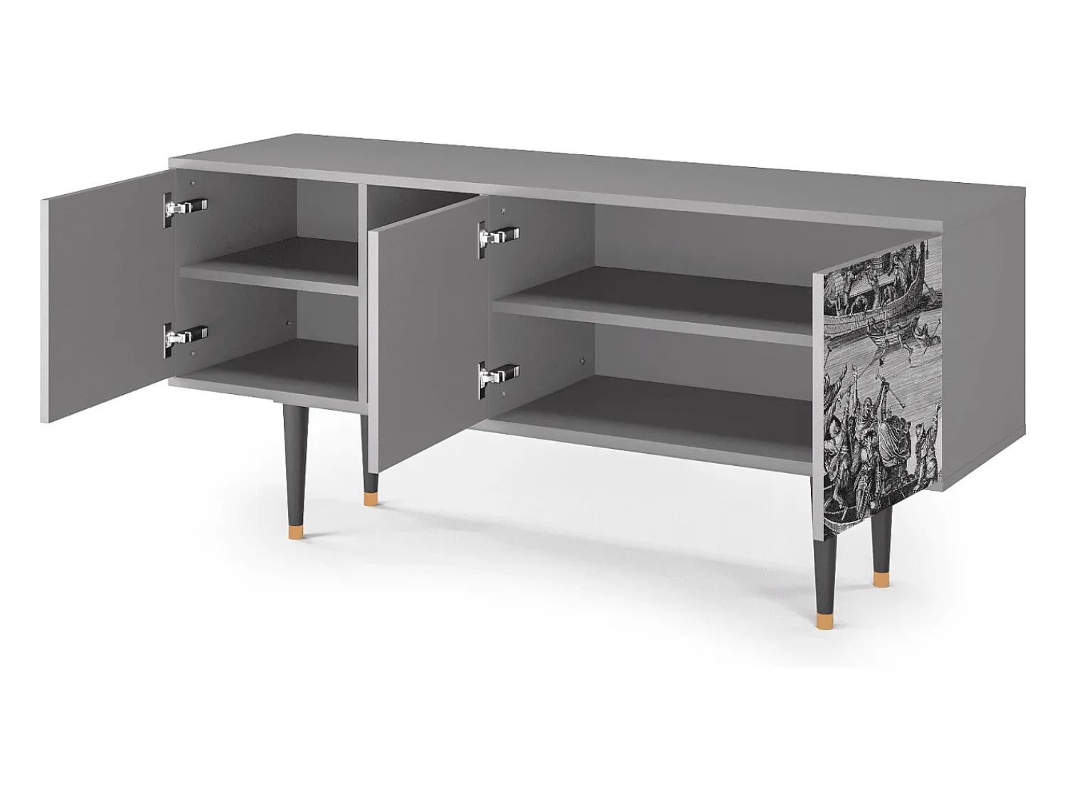 Best Mueble de TV - 150х69х41 cm - T5 - Saint Martin, Cinza Cinzento