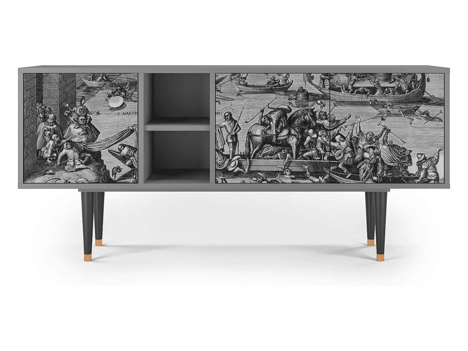 Best Mueble de TV - 150х69х41 cm - T5 - Saint Martin, Cinza Cinzento