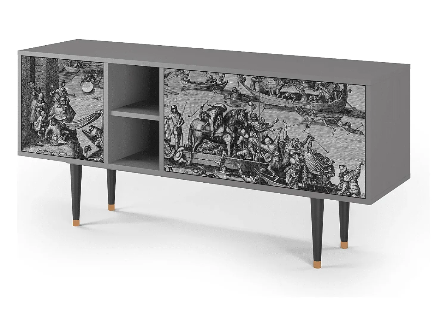 Best Mueble de TV - 150х69х41 cm - T5 - Saint Martin, Cinza Cinzento