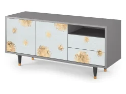 Móvel De Tv| Mueble de TV - 125х56х41 cm - T7 - Sky Latte, Cinza Cinzento