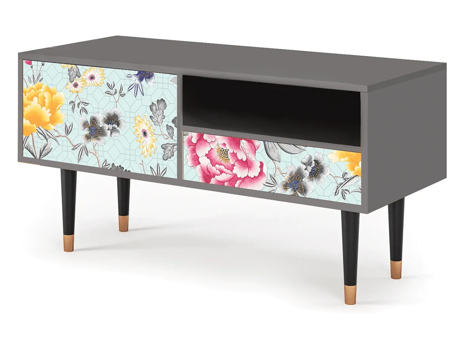 Móvel De Tv| Mueble de TV - 115х59х48 cm - T3 - Sky Garden, Cinza Cinzento