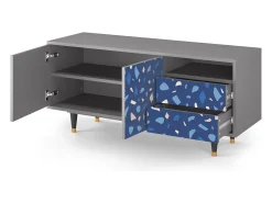 Móvel De Tv* Mueble de TV - 125х56х41 cm - T7 - Soap Whirpool, Cinza Cinzento