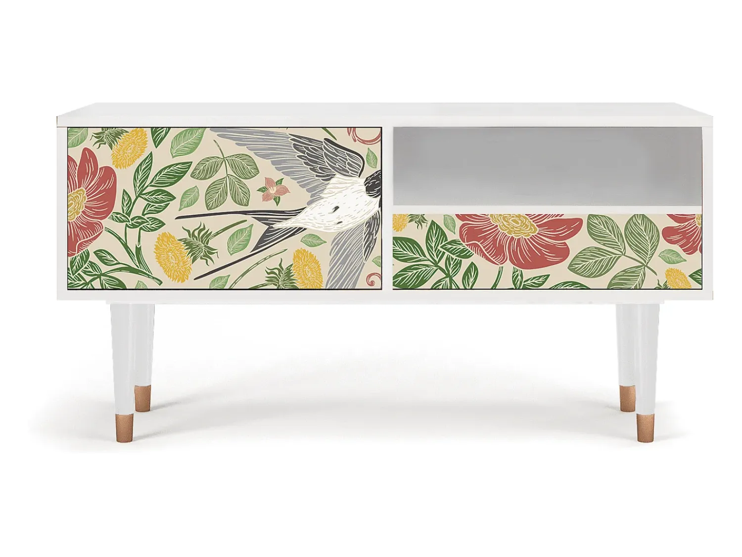 Mueble de TV - 115х59х48 cm - T3 - Spring Swallow, Branco^ Móvel De Tv