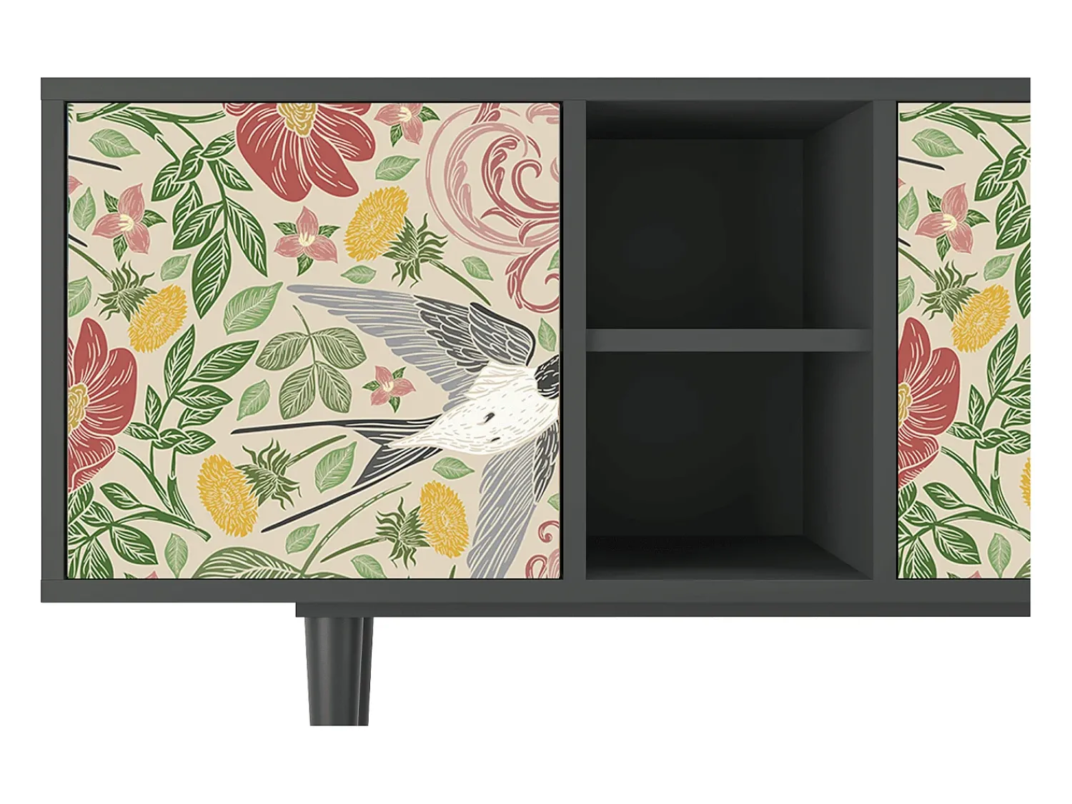 Móvel De Tv* Mueble de TV - 150х69х41 cm - T5 - Spring Swallow, Antracite Cinza antracite
