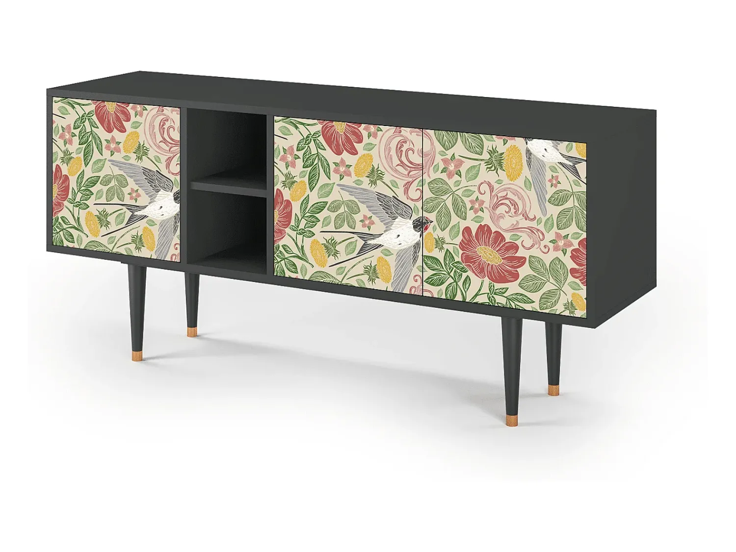 Móvel De Tv* Mueble de TV - 150х69х41 cm - T5 - Spring Swallow, Antracite Cinza antracite