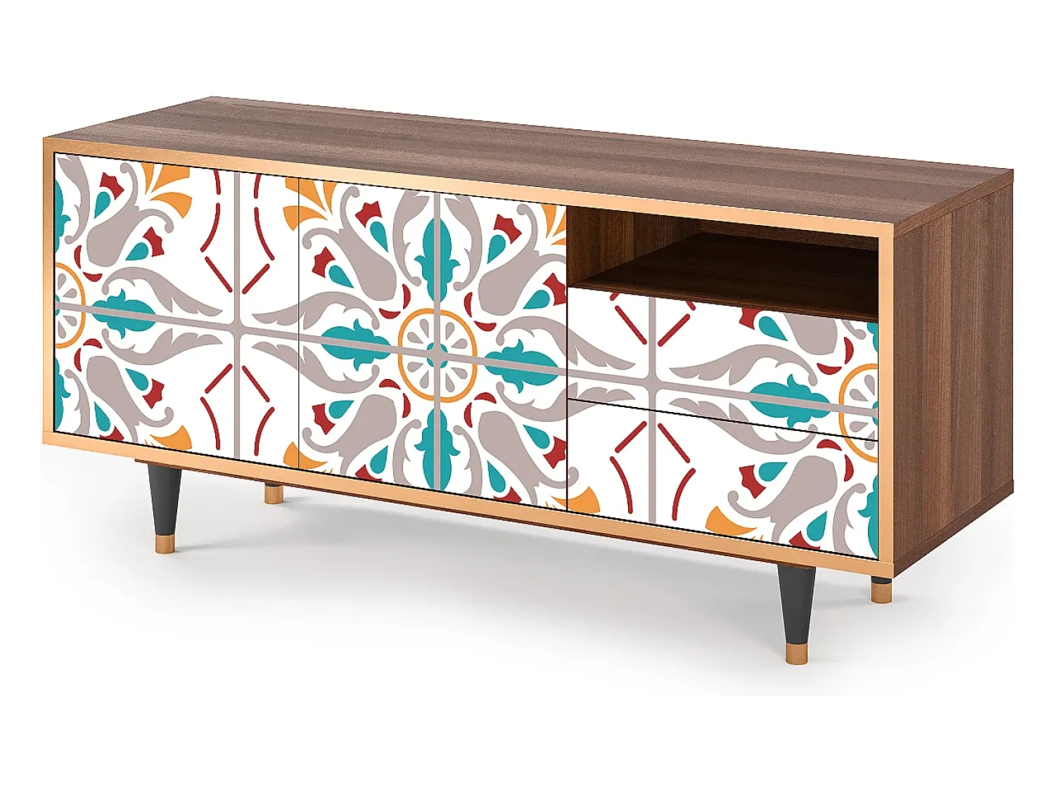 Clearance Mueble de TV - 125х56х41 cm - T7 - Spring Ceramics, Nogueira Castanho