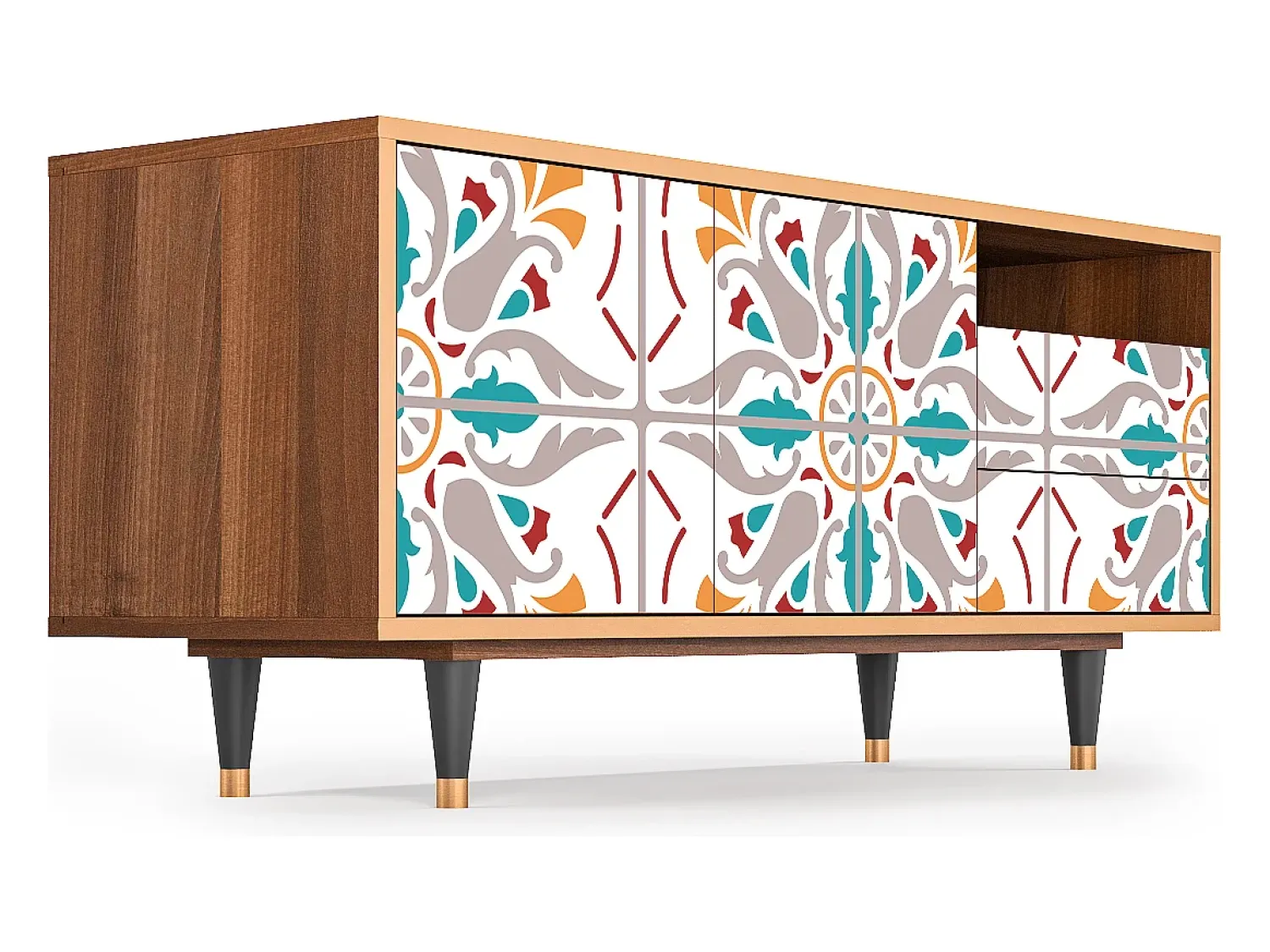 Clearance Mueble de TV - 125х56х41 cm - T7 - Spring Ceramics, Nogueira Castanho