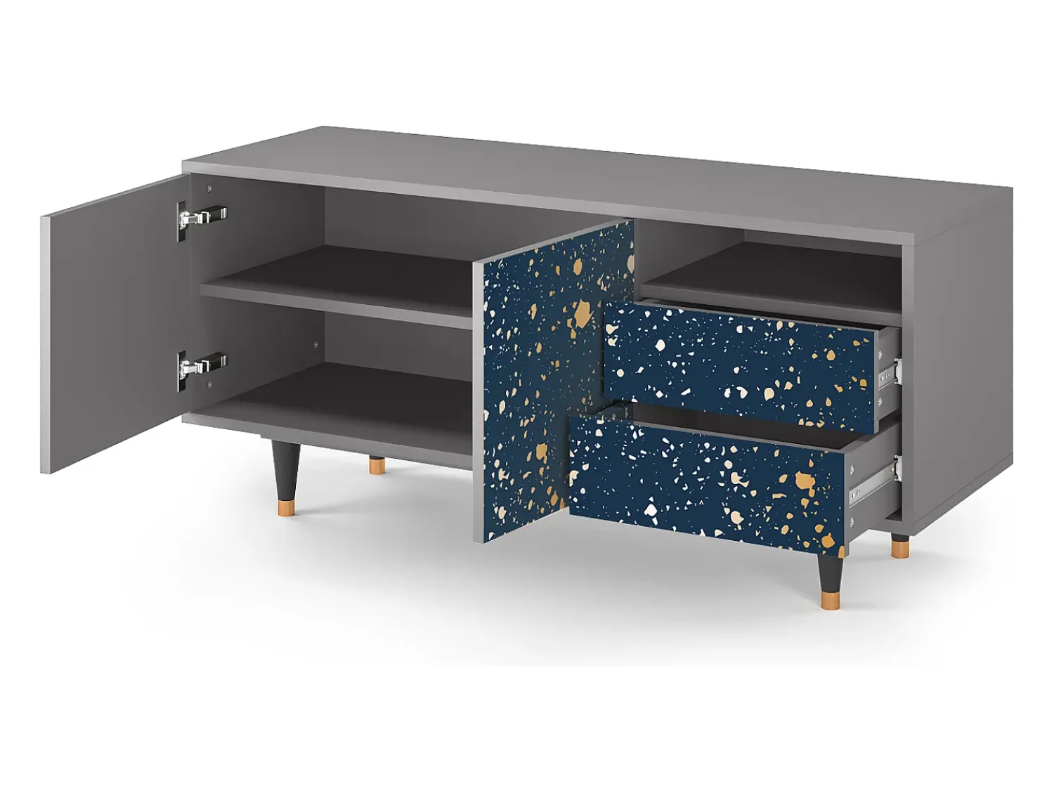 Móvel De Tv* Mueble de TV - 125х56х41 cm - T7 - Starfall, Cinza Cinzento