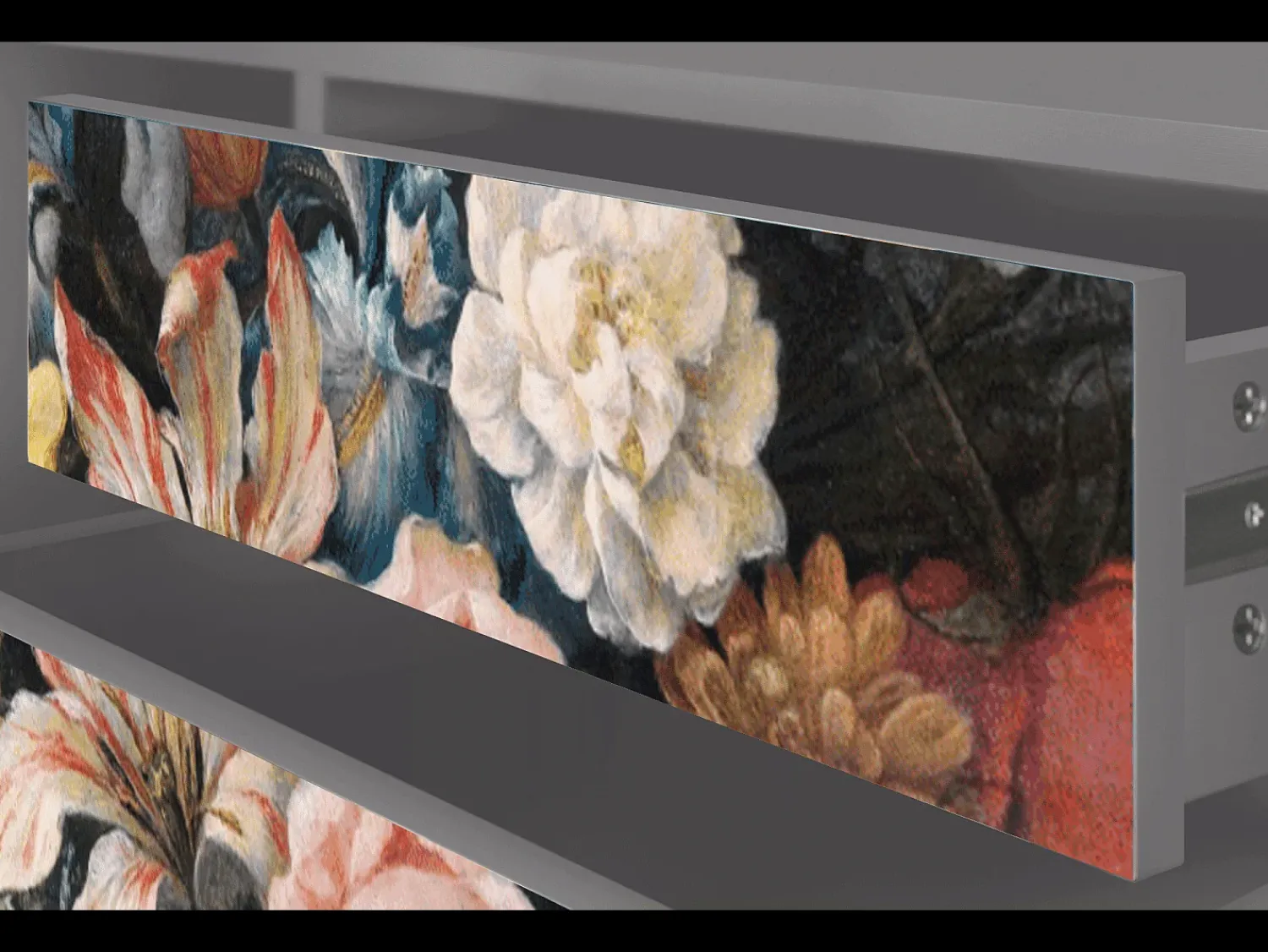 Best Mueble de TV - 170х59х48 cm - T4 - Still Life with Flowers, Cinza Cinzento