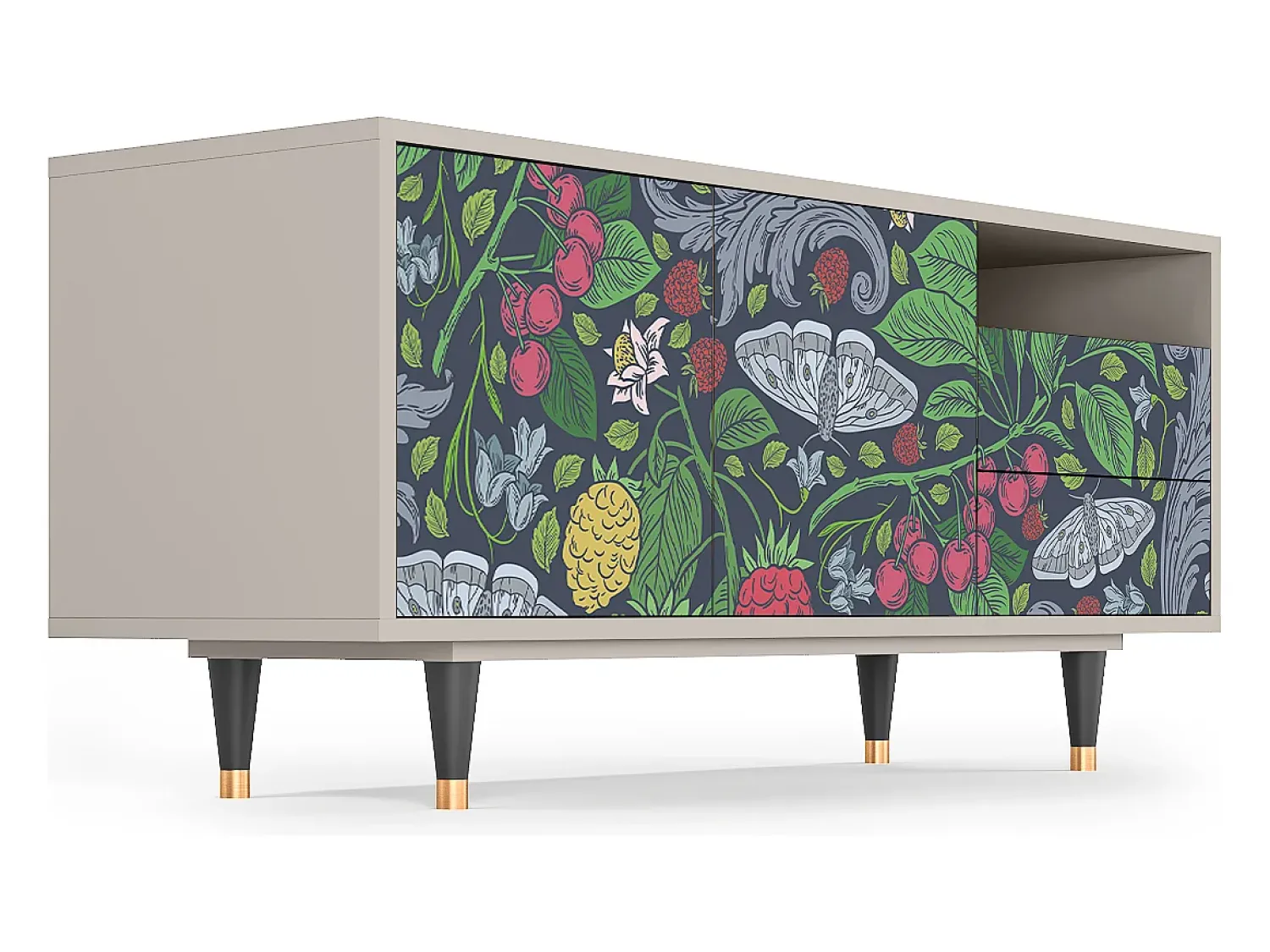 Clearance Mueble de TV - 125х56х41 cm - T7 - Summer Berries, Areia Bege