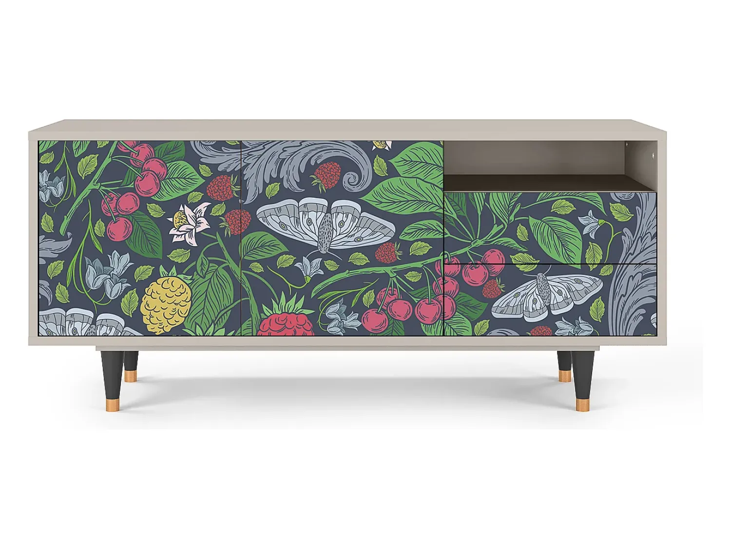 Clearance Mueble de TV - 125х56х41 cm - T7 - Summer Berries, Areia Bege