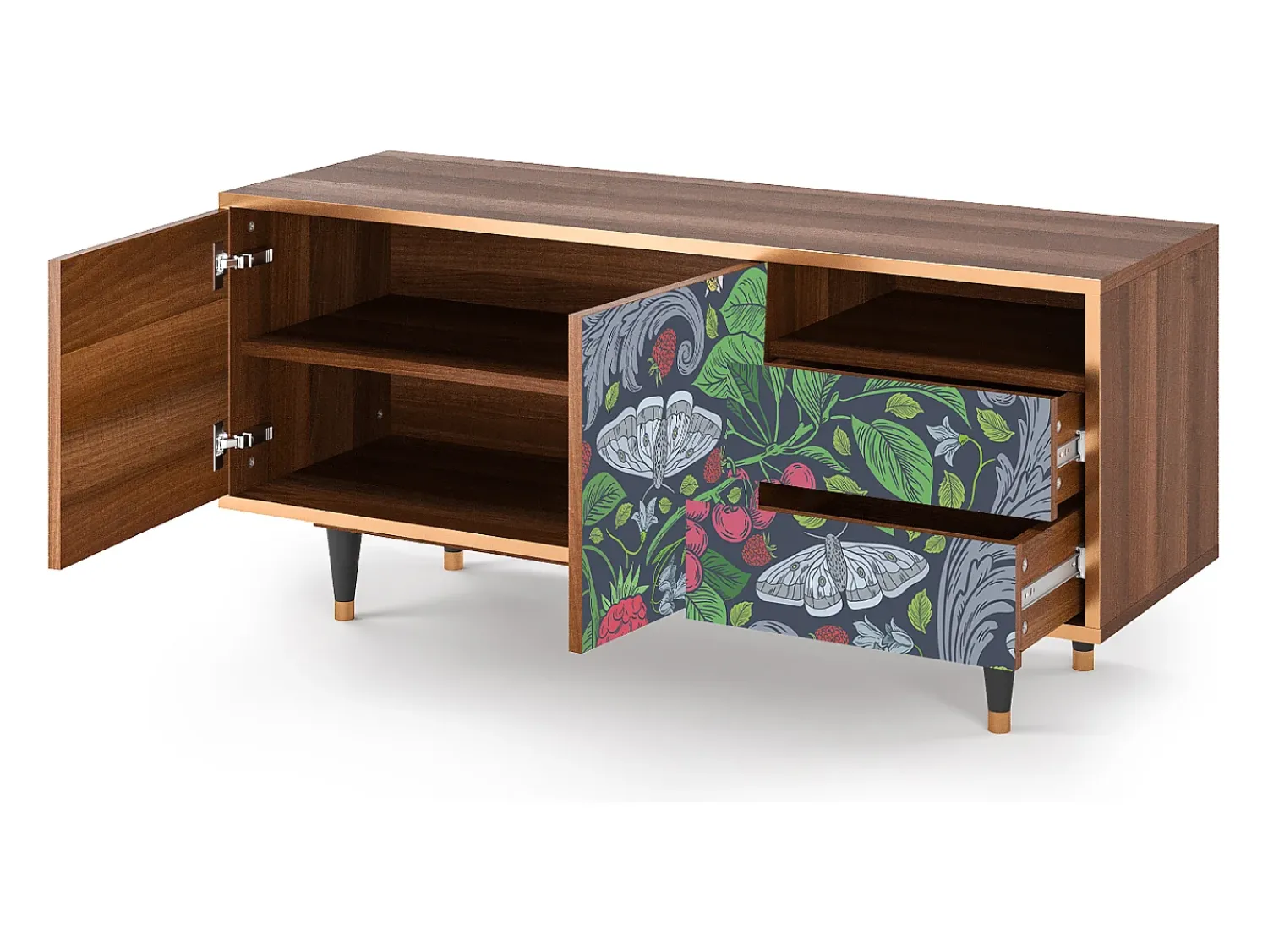 Móvel De Tv* Mueble de TV - 125х56х41 cm - T7 - Summer Berries, Nogueira Castanho