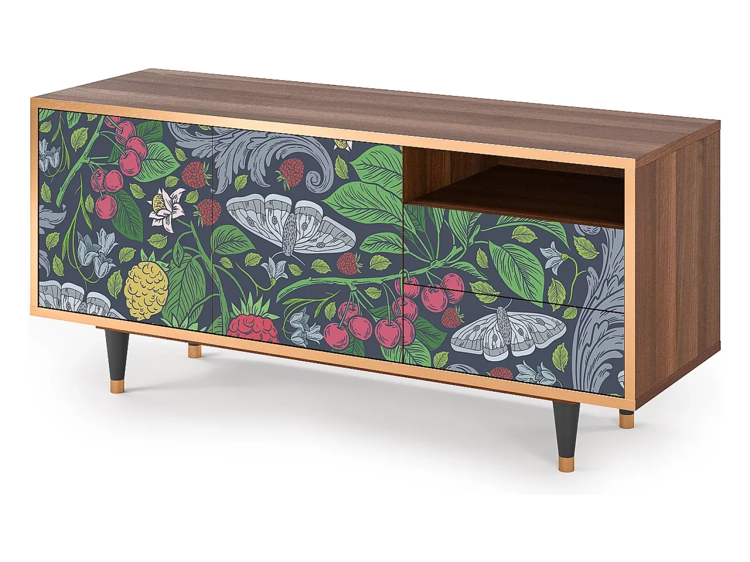 Móvel De Tv* Mueble de TV - 125х56х41 cm - T7 - Summer Berries, Nogueira Castanho