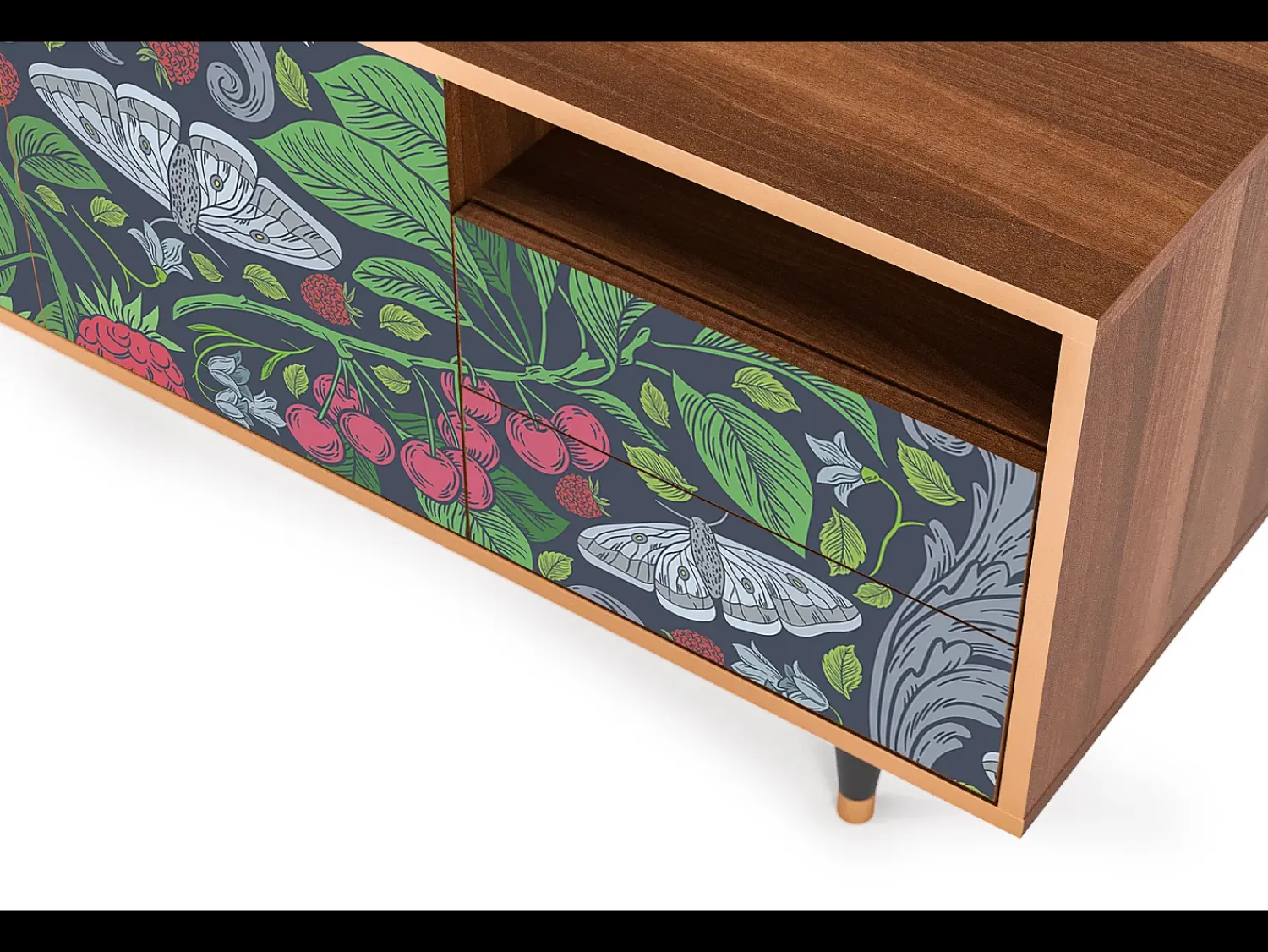 Móvel De Tv* Mueble de TV - 125х56х41 cm - T7 - Summer Berries, Nogueira Castanho