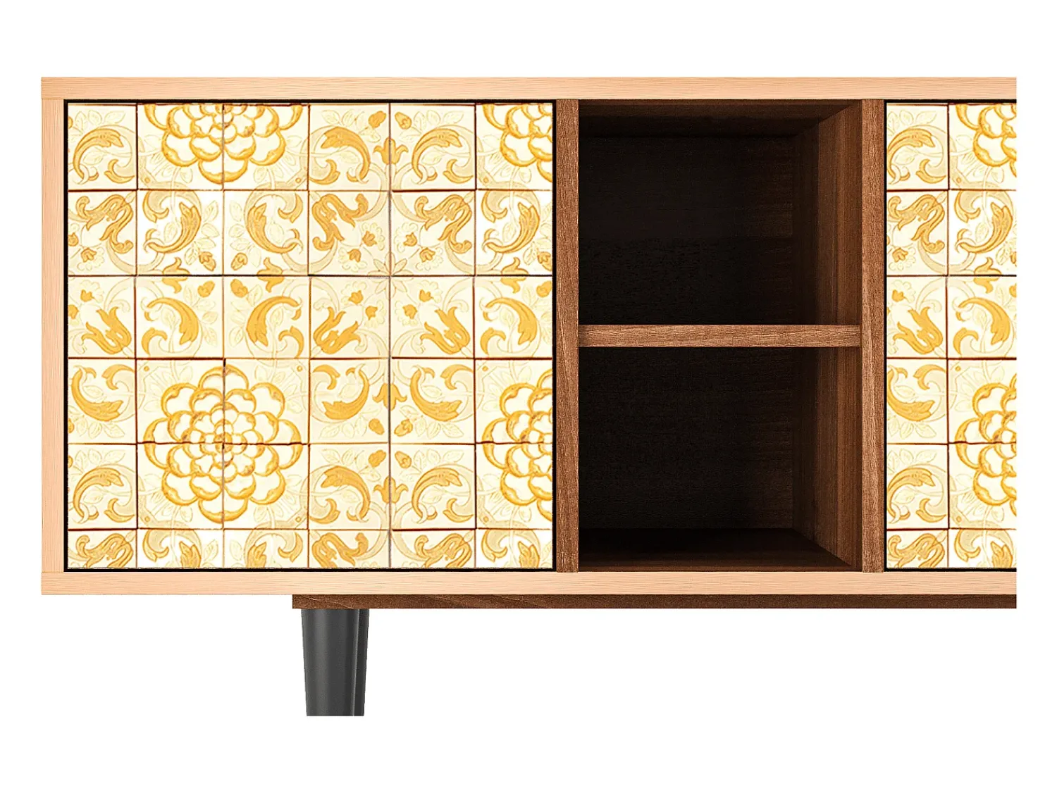 Móvel De Tv| Mueble de TV - 150х69х41 cm - T5 - Sunshiny Tile, Nogueira Castanho