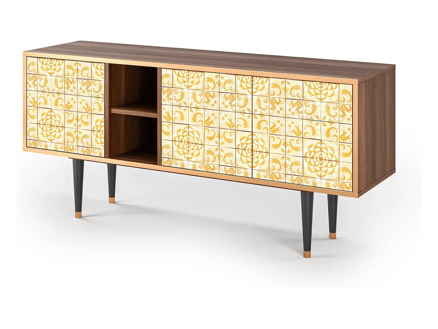 Móvel De Tv| Mueble de TV - 150х69х41 cm - T5 - Sunshiny Tile, Nogueira Castanho