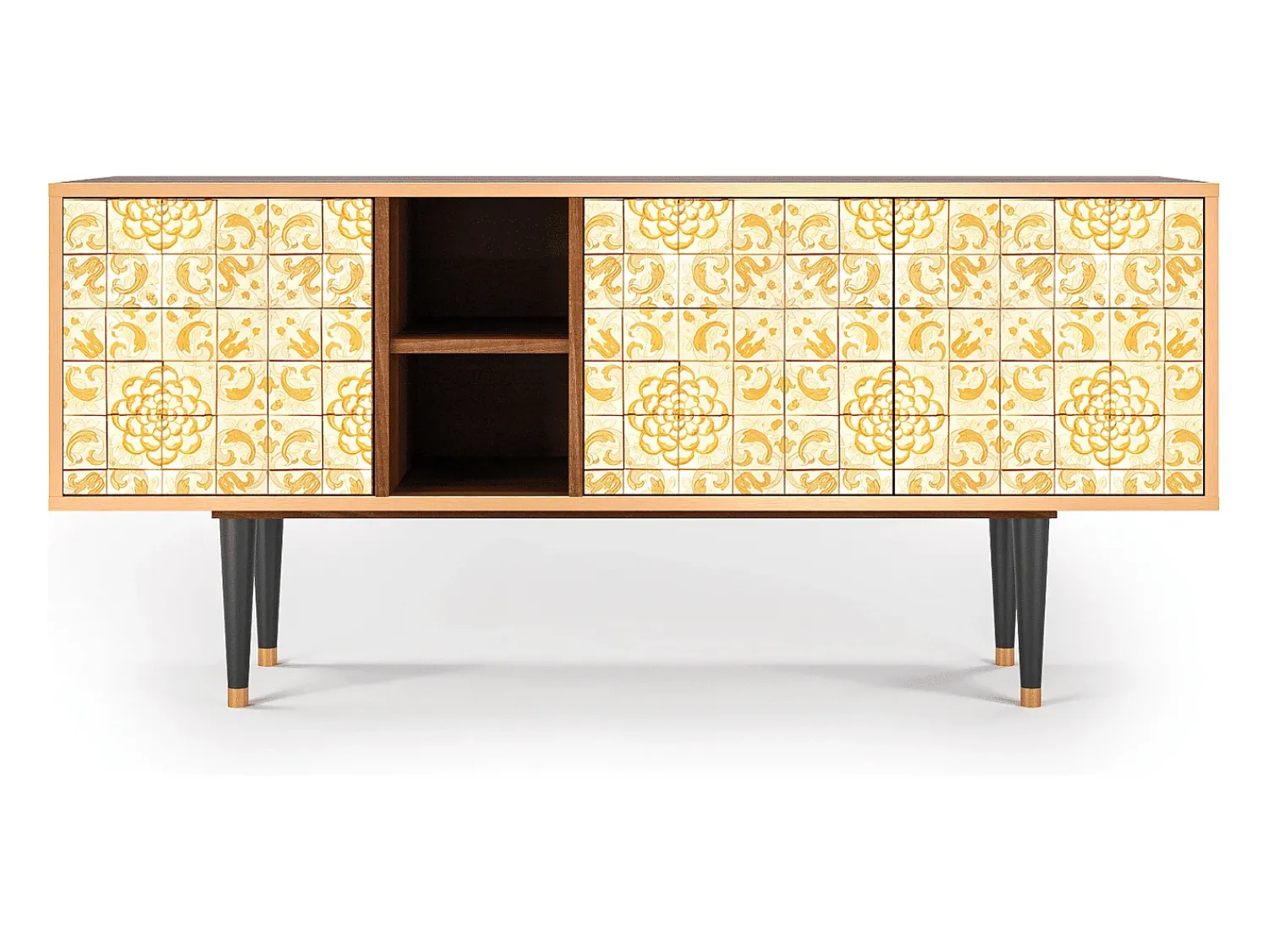 Móvel De Tv| Mueble de TV - 150х69х41 cm - T5 - Sunshiny Tile, Nogueira Castanho