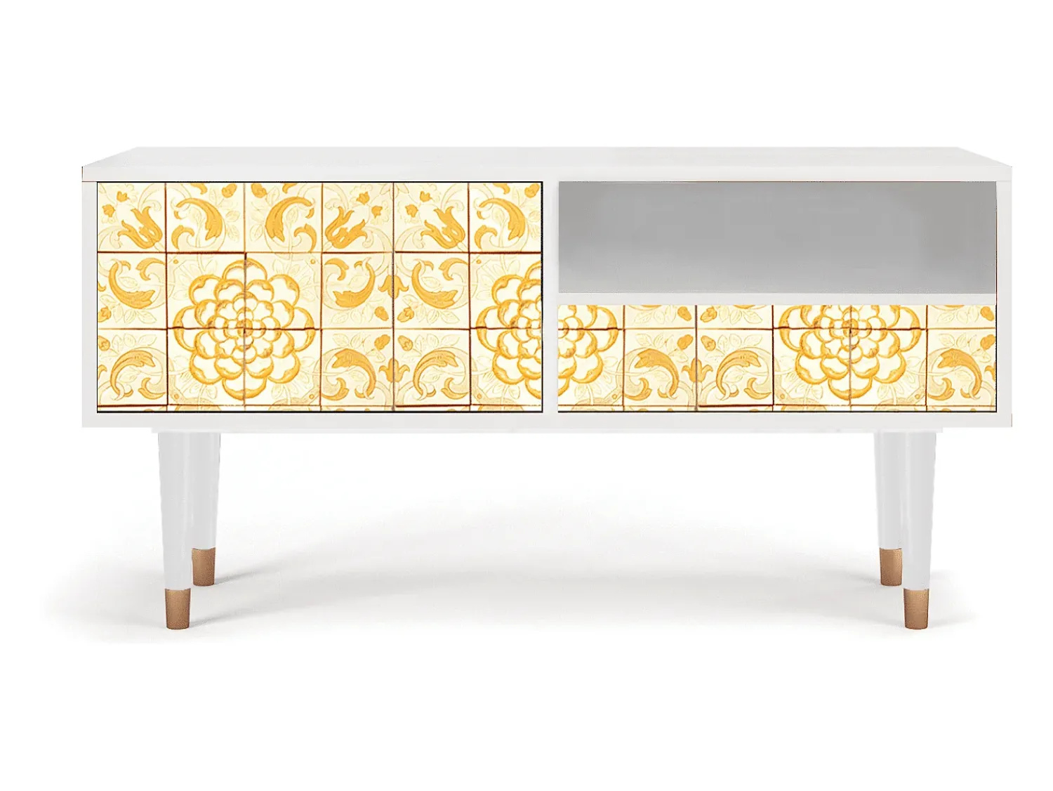 Móvel De Tv* Mueble de TV - 115х59х48 cm - T3 - Sunshiny Tile, Branco Bege