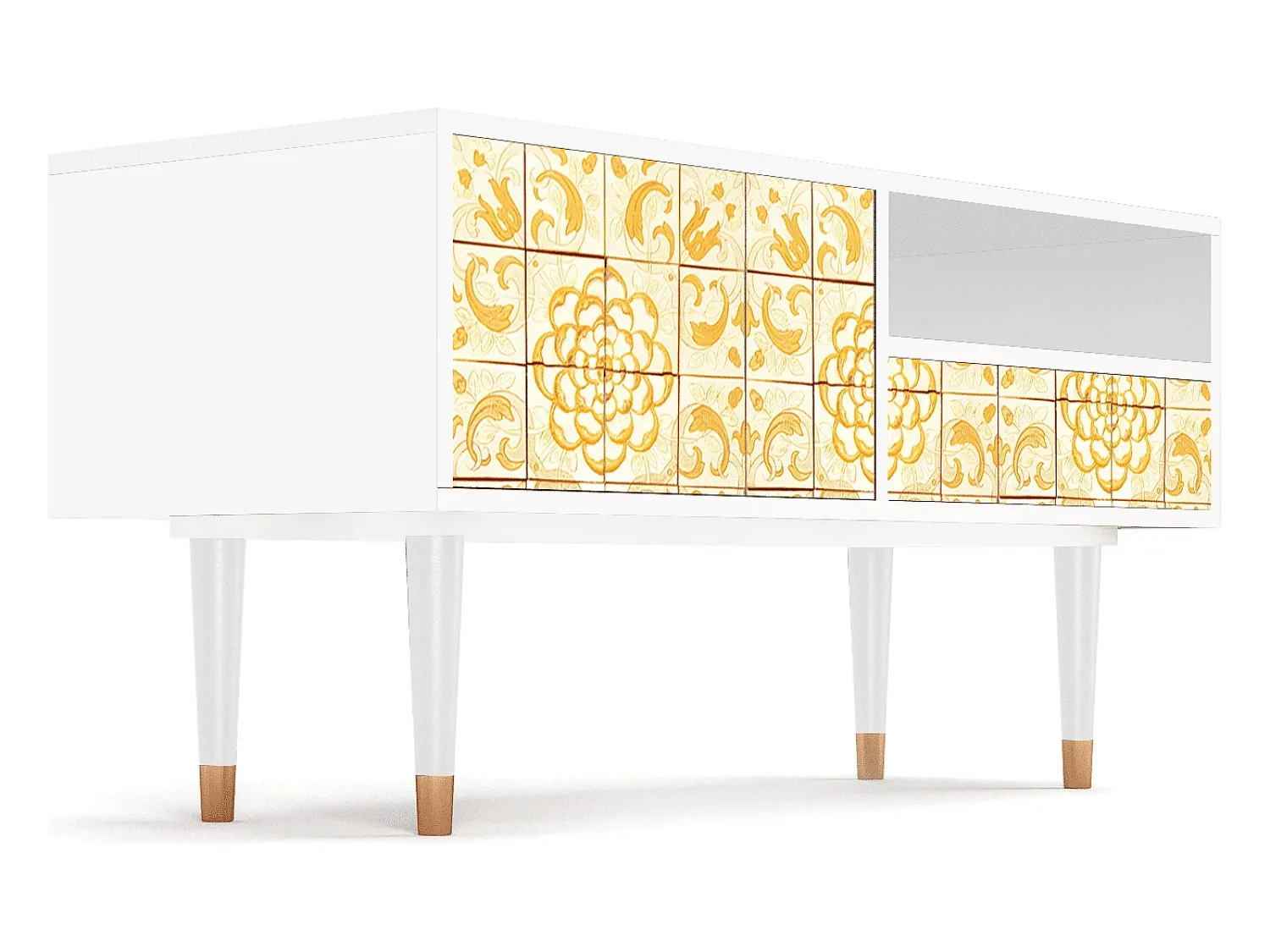 Móvel De Tv* Mueble de TV - 115х59х48 cm - T3 - Sunshiny Tile, Branco Bege