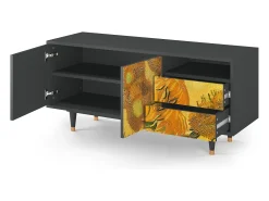 Outlet Mueble de TV - 125х56х41 cm - T7 - Sunflowers, Antracite Cinza antracite