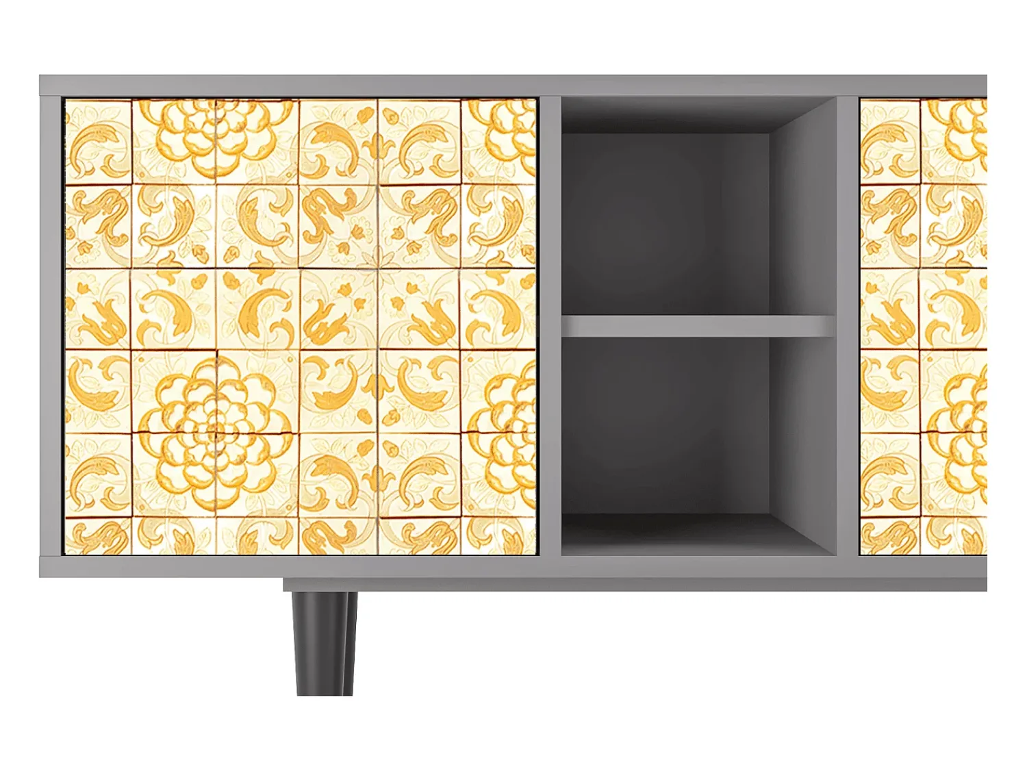 Móvel De Tv* Mueble de TV - 150х69х41 cm - T5 - Sunshiny Tile, Cinza Cinzento