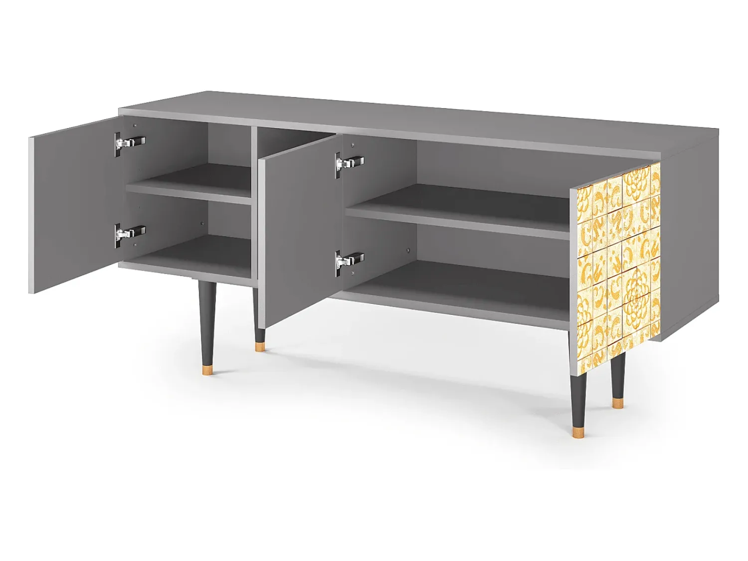 Móvel De Tv* Mueble de TV - 150х69х41 cm - T5 - Sunshiny Tile, Cinza Cinzento