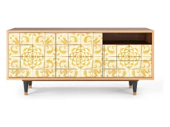 Móvel De Tv| Mueble de TV - 125х56х41 cm - T7 - Sunshiny Tile, Nogueira Castanho