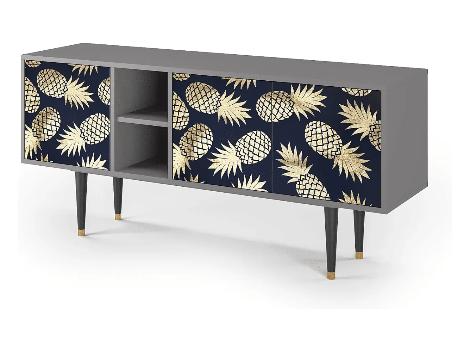 Móvel De Tv* Mueble de TV - 150х69х41 cm - T5 - Sunny Pineaple, Cinza Cinzento