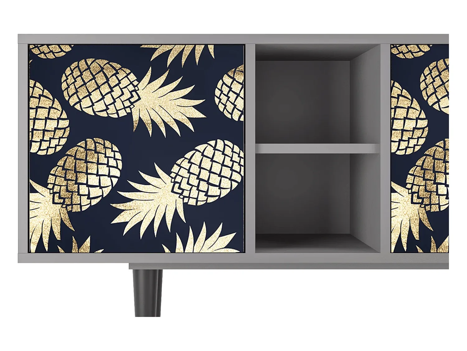 Móvel De Tv* Mueble de TV - 150х69х41 cm - T5 - Sunny Pineaple, Cinza Cinzento