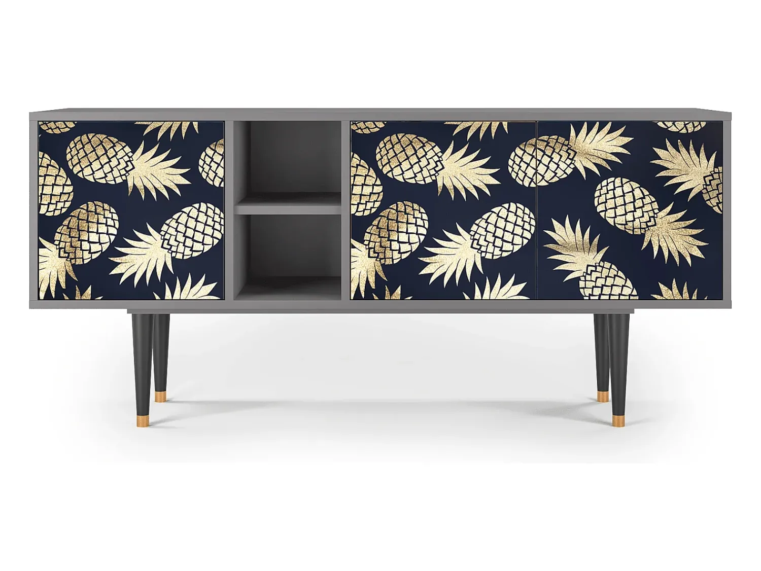 Móvel De Tv* Mueble de TV - 150х69х41 cm - T5 - Sunny Pineaple, Cinza Cinzento
